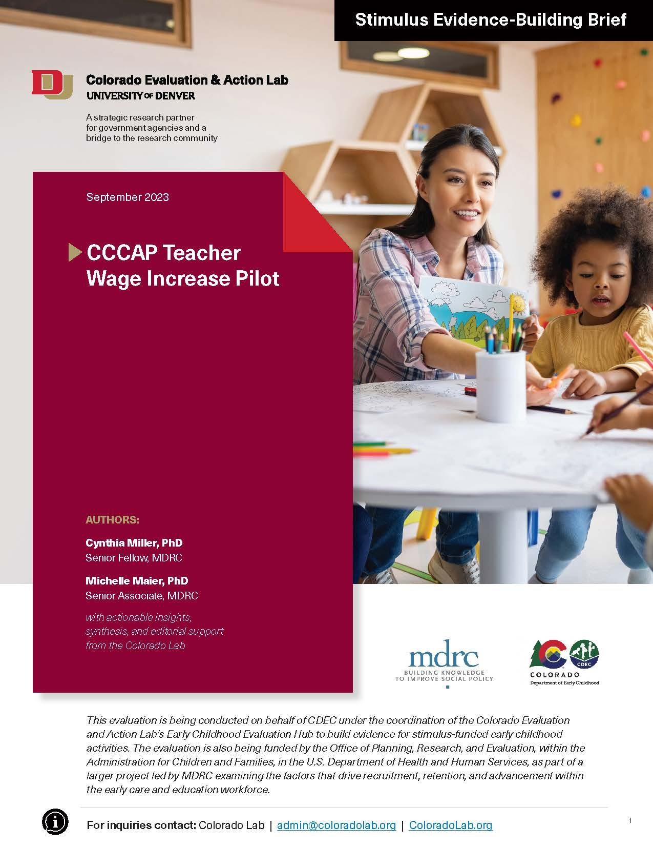 report cover image for CCCAP Teacher Wage Increase Pilot