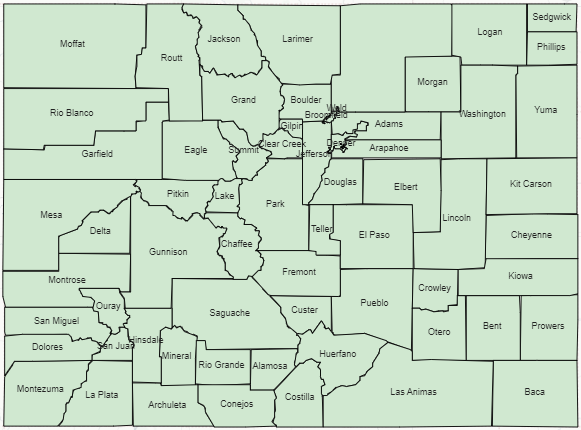 colorado map depicting counties served by grantees