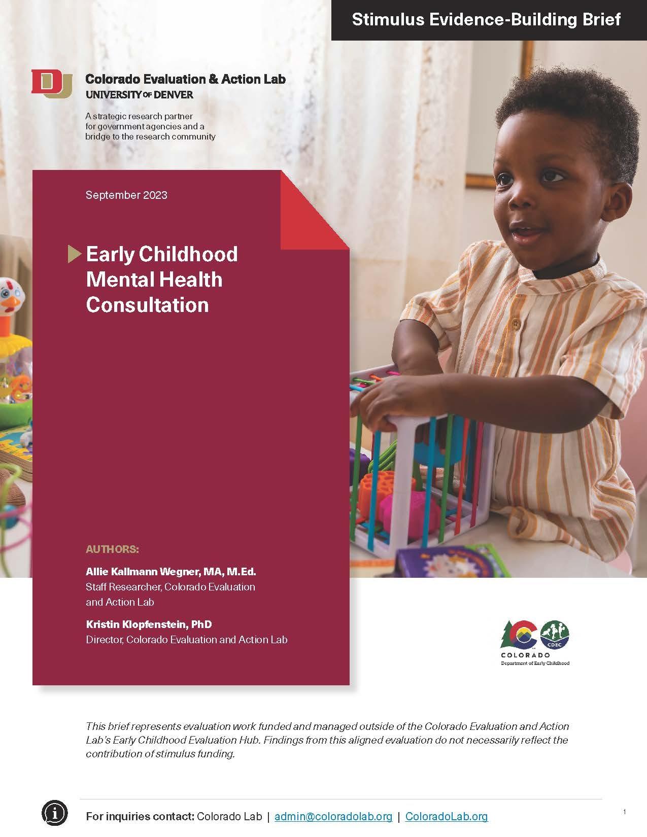 report cover image for early childhood mental health consultation