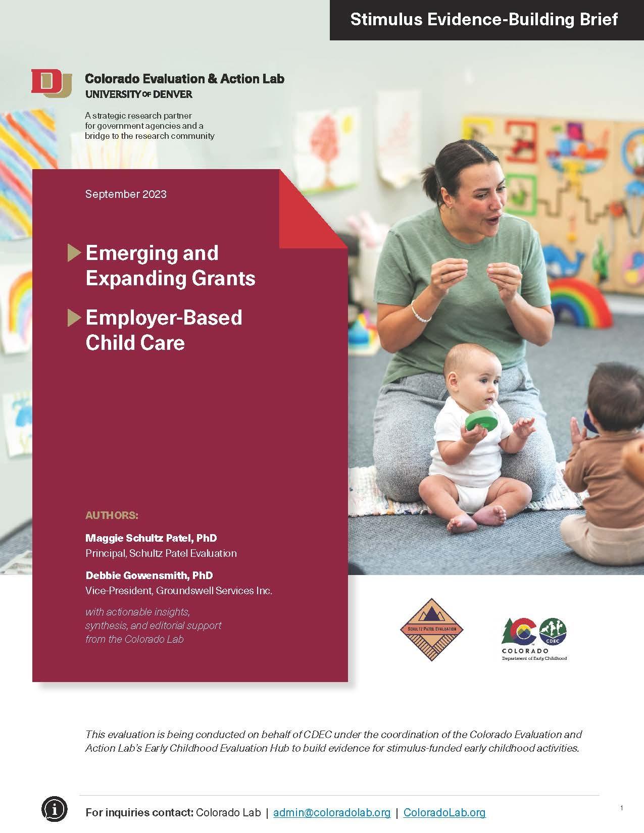 report cover image for Emerging and Expanding Grants and Employer-Based Child Care