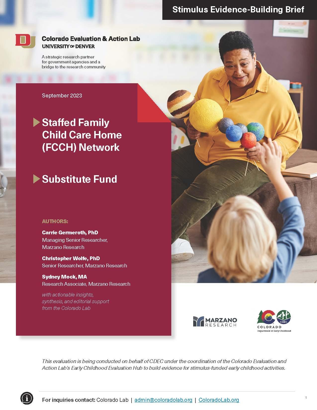 report cover image for staffed family child care home network and substitute fund