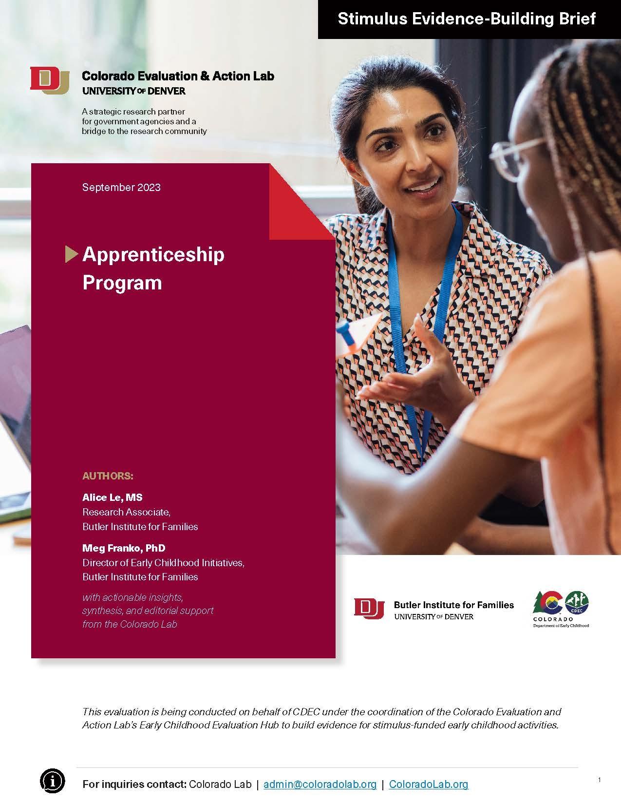 report cover for Apprenticeship Program evidence brief