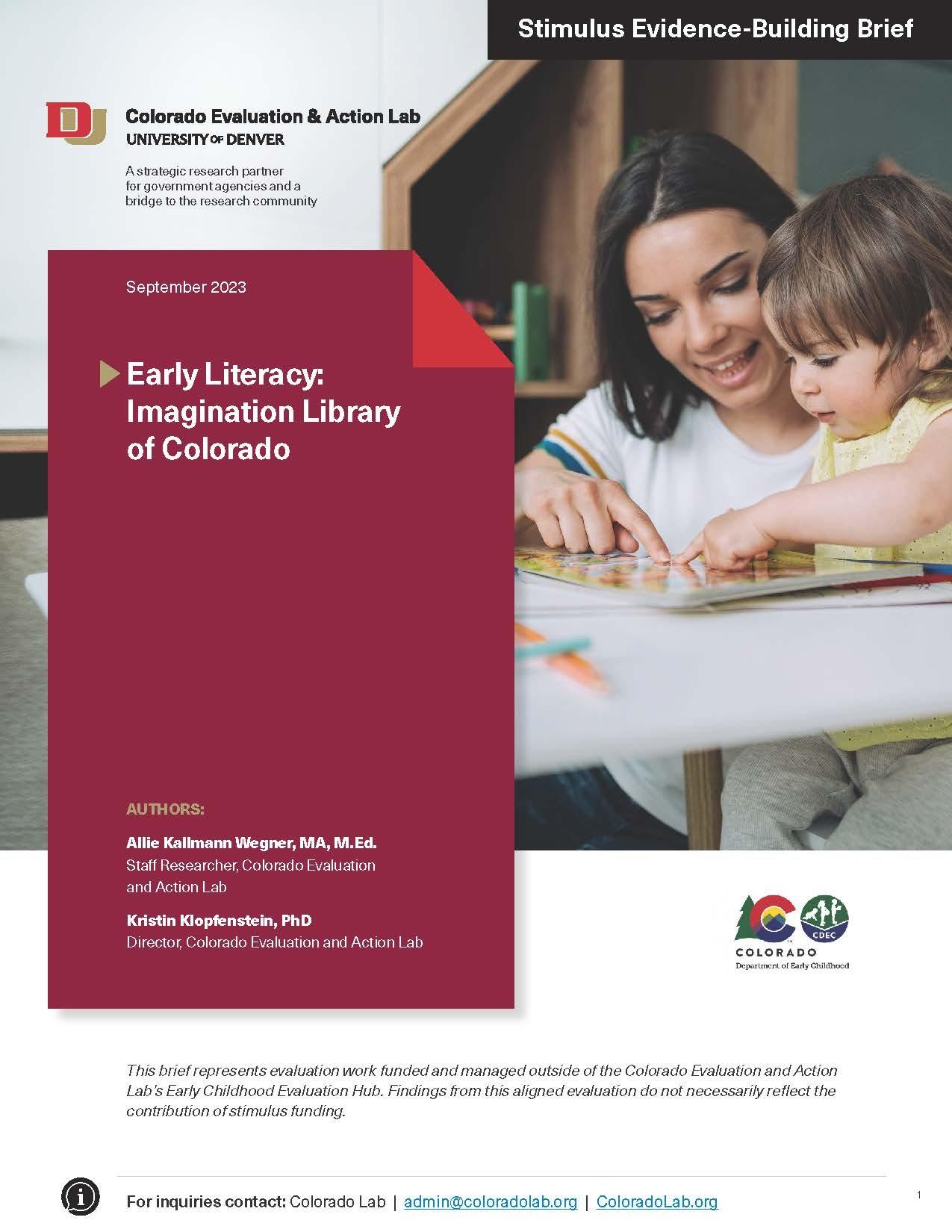 report cover for Early Literacy evidence brief